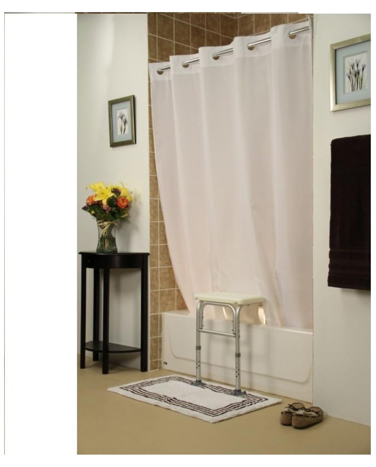 GolySw Transfer Bench Shower Curtain White Walmart Business Supplies