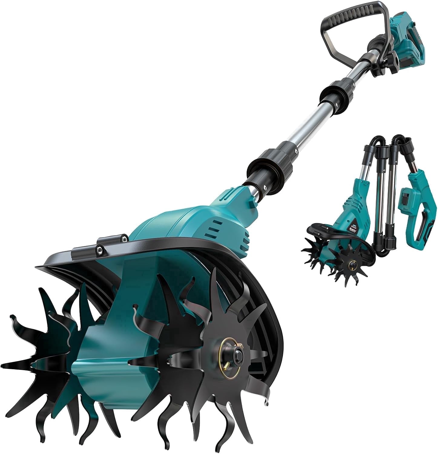 Golyzmt Cordless Electric Garden Tiller Cultivator, 21V 600W Brushless ...