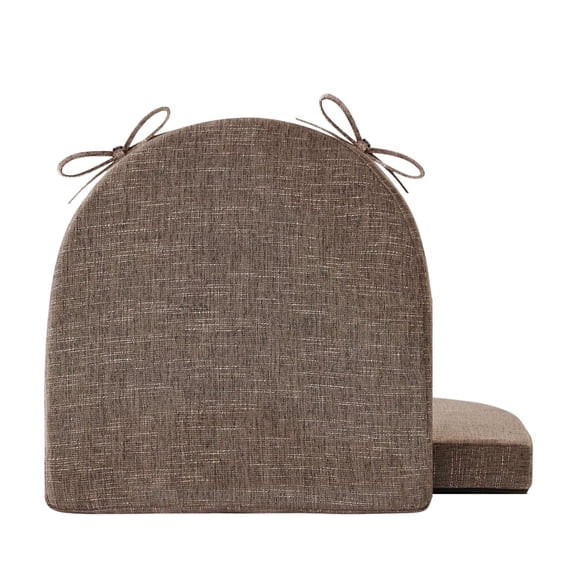Susuzi Dining Chair U Cushion, Linen Memory Foam Seat Pads with Ties and Non-Slip Base, Removable Washable Zipper Cover, 17" x 17" x 2",Brown