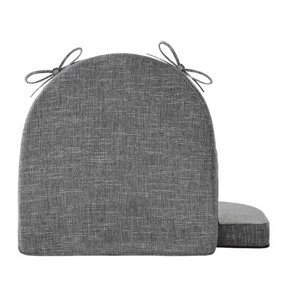 Susuzi Dining Chair U Cushion, Linen Memory Foam Seat Pads with Ties and Non-Slip Base, Removable Washable Zipper Cover, 17" x 17" x 2",Gray
