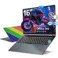 thumbnail image 1 of Golzer Rainbow Laptop 16 inch, Vibrant Pride Themed Convertible Touchscreen, 2 in 1 Laptop with 16GB RAM 640GB Storage, Fingerprint Reader, 360 Degree Rotation, Backlit Keyboard, 53.2WH, WiFi 6, 1 of 9