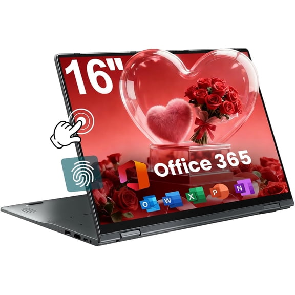 Golzer 16in 2 in 1 Touchscreen Laptop Computer, Windows 11 Convertible Laptop, 16GB DDR4 640GB Storage, Octa-Core N5095 Processor (Up to 2.9GHz), 360° Flip, 1yr Office 365 Free