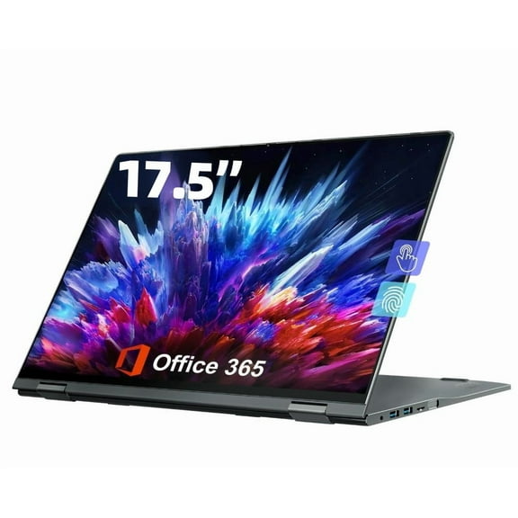 Golzer 17.5inch 2 in 1 FHD Touchscreen Laptop with Windows 11, 16GB RAM 640GB ROM, 4 Core Intel N5095(Up to 2.9GHz),360 Flip, 1yr Office 365 Free