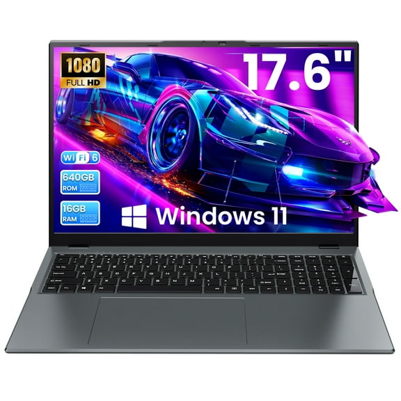 Golzer 17.6in Laptop 100% sRGB, 16GB DDR4 640GB ROM, Windows 11 Business Laptop Computer, 4 Core N95 Processor (Up to 3.4GHz), Backlit Keyboard, 1yr Office 365 Free
