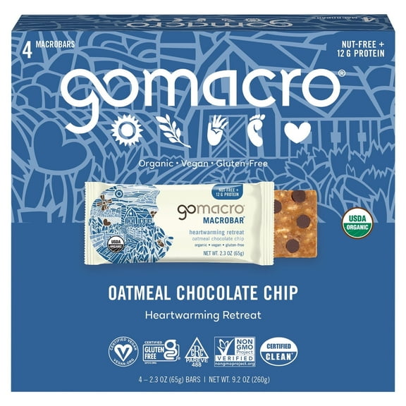 Gomacro - Bar Oatmeal Chocolate Chips - Case of 7-4/2.3 OZ