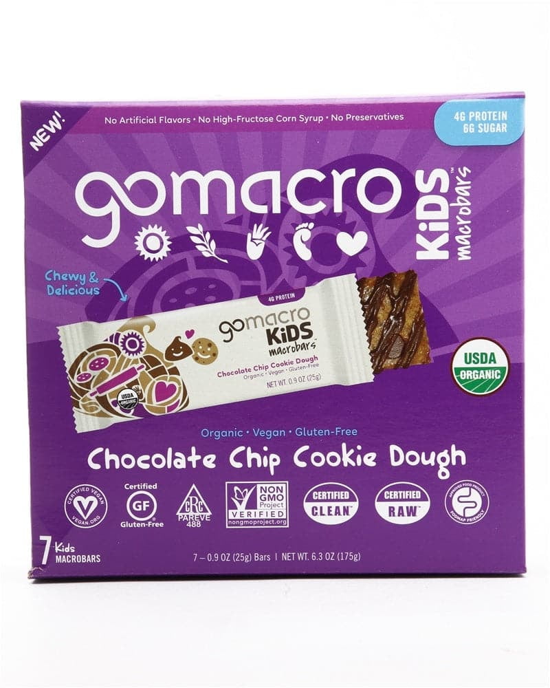 Gomacro Bar chocolate olate Chip Cookie Dough, 6.3 oz
 | Pack of 7