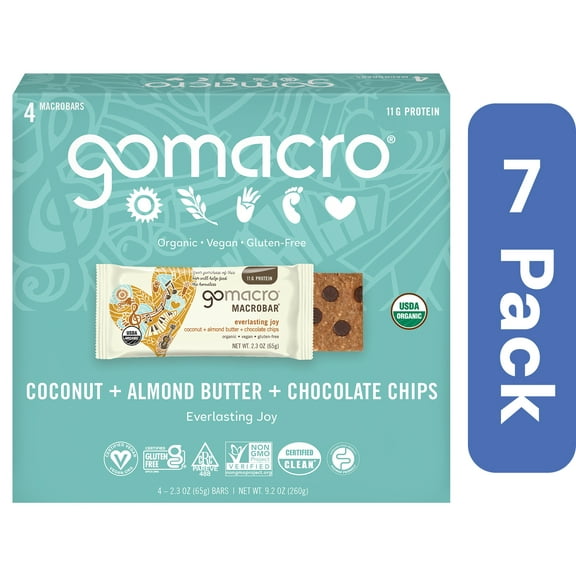 Gomacro Coconut Almond Butter Chocolate Chip Bar 9.2 oz Pack Of 7