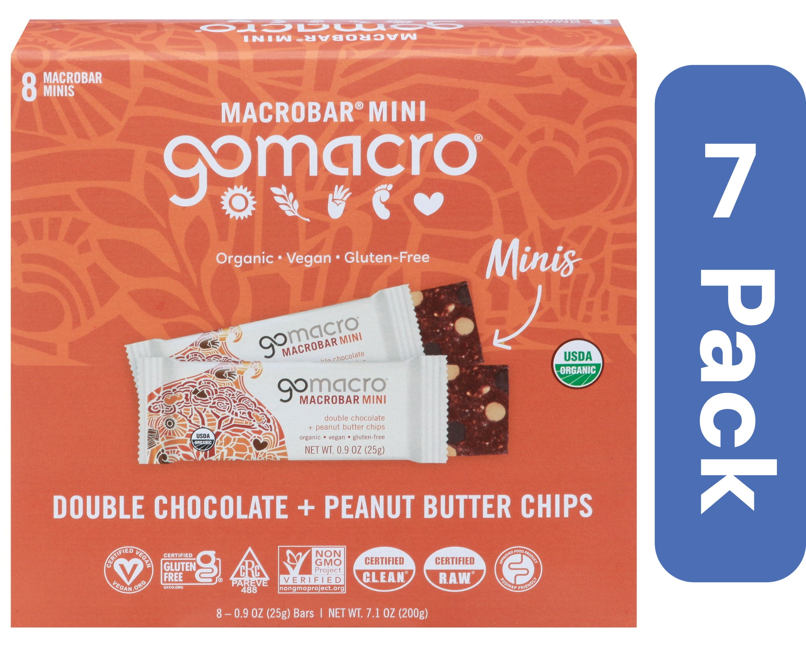 Gomacro Double Chocolate Peanut Butter Mini Bar 8 Pack 7.2 oz Pack Of 7