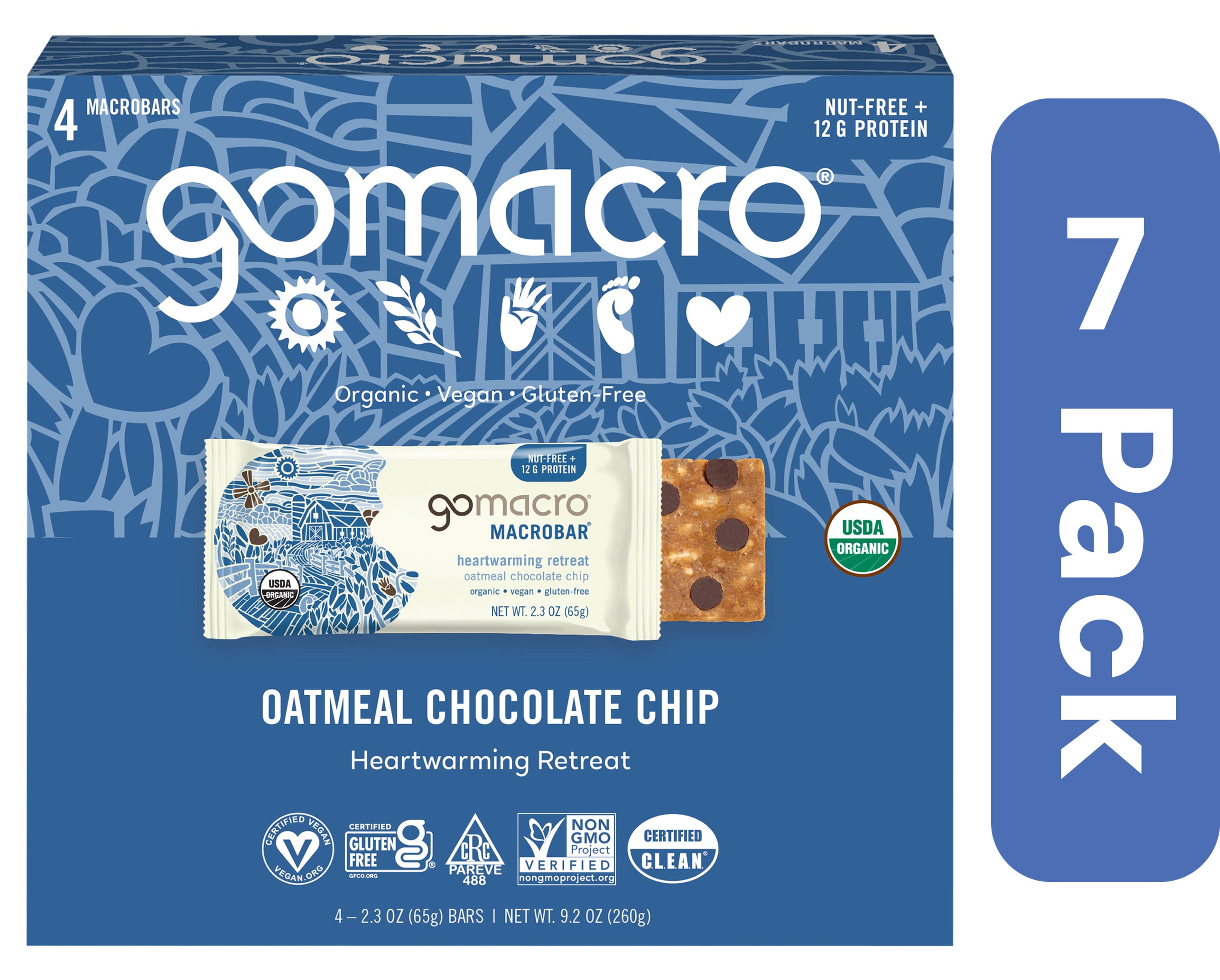 Gomacro Oatmeal Chocolate Chip Bar 4 Pack 9.2 oz Pack Of 7