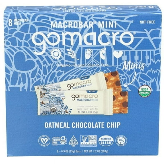 Gomacro Oatmeal Chocolate Chip Go Macro Mini Bars 8 Pack 8 ct