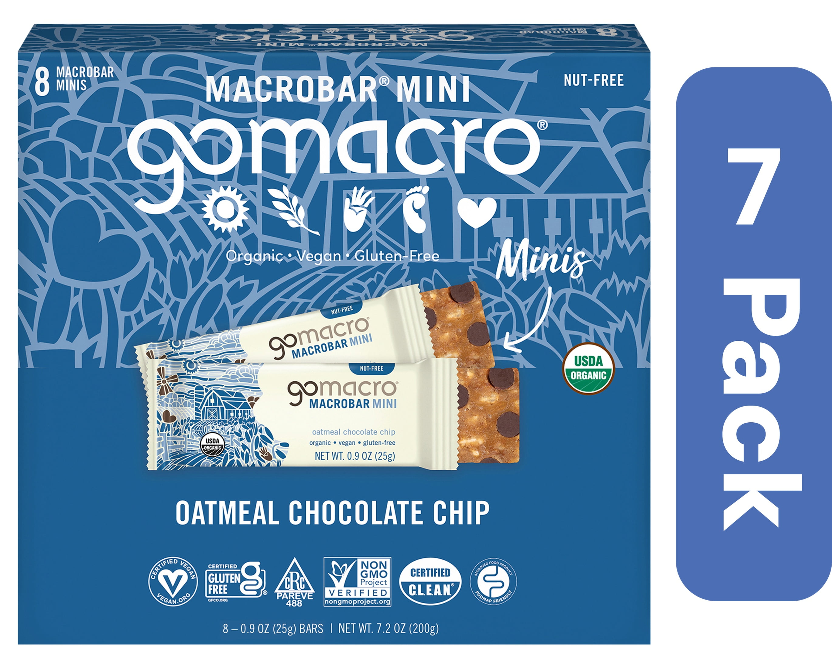 Gomacro Oatmeal Chocolate Chip Mini Bar 8 Pack 7.2 oz Pack Of 7
