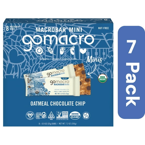 Gomacro Oatmeal Chocolate Chip Mini Bar 8 Pack 7.2 oz Pack Of 7