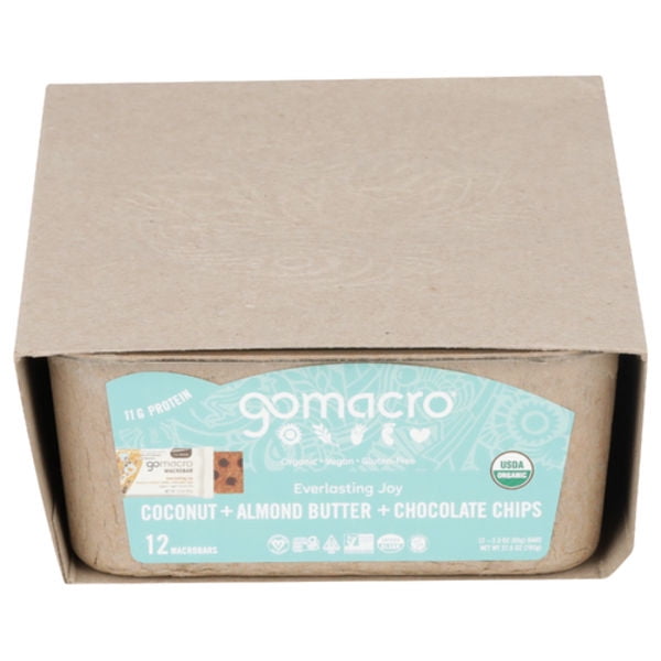 Gomacro Organic Coconut + Almond Butter + Chocolate Chips Bars 12 ct (Pack Of 3)
