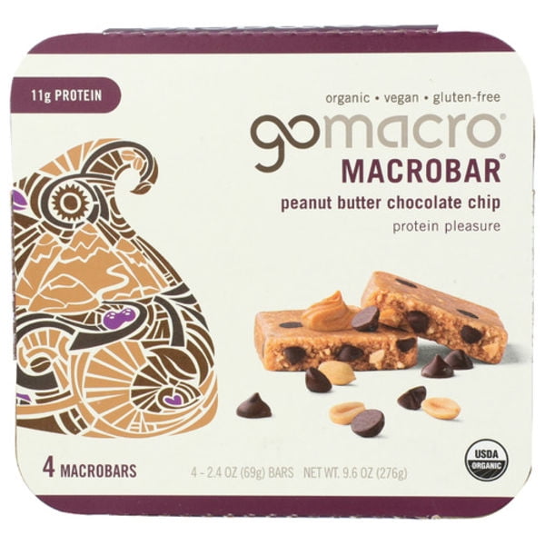 Gomacro Organic Peanut Butter Chocolate Chip Bars 4 Pack 2.4 oz Package May Vary
