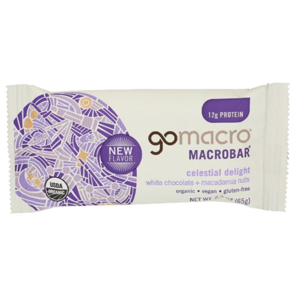Gomacro Organic White Chocolate + Macadamia Nuts Macrobar 2.3 oz (Pack Of 2)