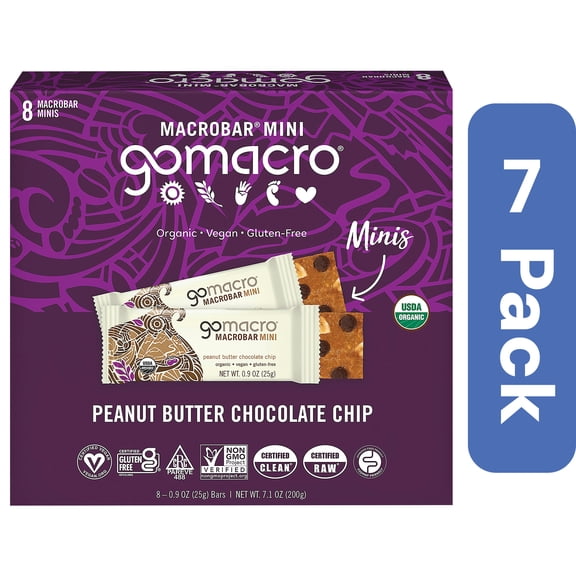 Gomacro Peanut Butter Chocolate Chip Mini Bar 8 Pack 7.2 oz Pack Of 7