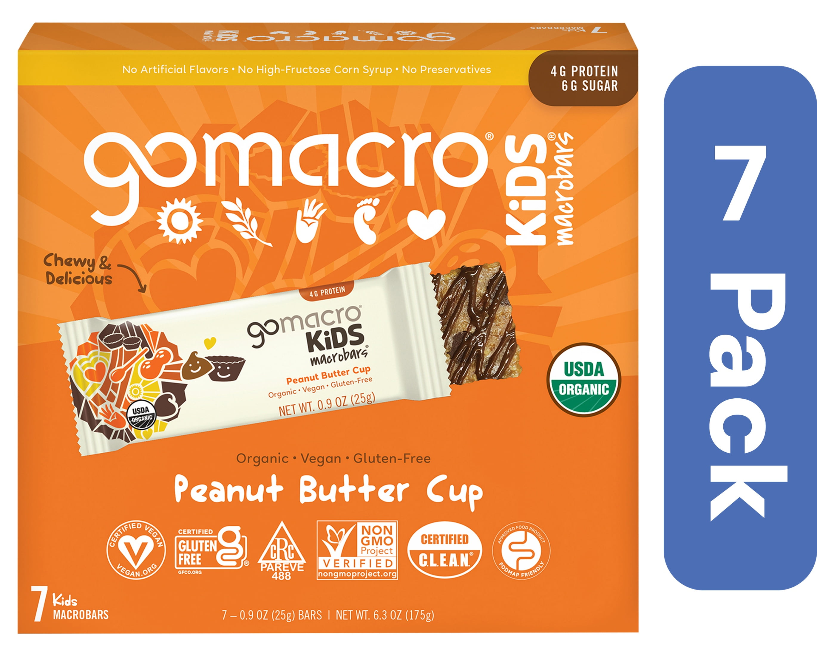 Gomacro Peanut Butter Cup Kids Bar 7 Pack 6.3 oz Pack Of 7
