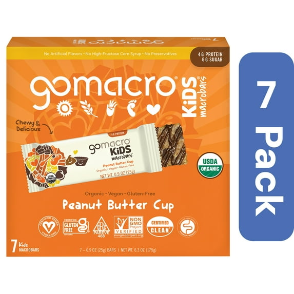 Gomacro Peanut Butter Cup Kids Bar 7 Pack 6.3 oz Pack Of 7