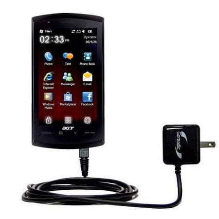 Gomadic Intelligent Compact AC Home Wall Charger suitable for the Acer NeoTouch S200 - High output power with a convenient, foldable plug design - Use