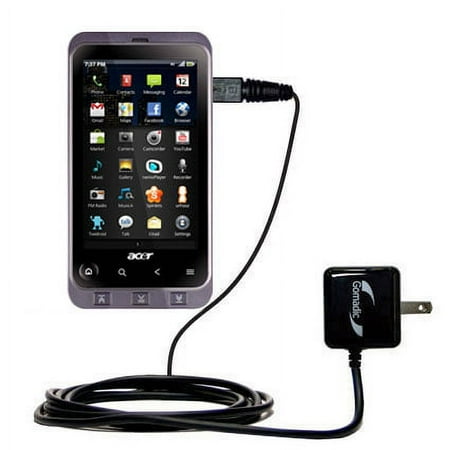 Gomadic Intelligent Compact AC Home Wall Charger suitable for the Acer Stream - High output power with a convenient, foldable plug design - Uses TipEx