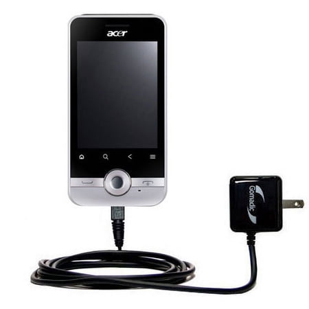 Gomadic Intelligent Compact AC Home Wall Charger suitable for the Acer beTouch E120 - High output power with a convenient, foldable plug design - Uses