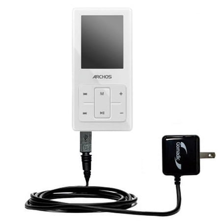 Gomadic Intelligent Compact AC Home Wall Charger suitable for the Archos 2 / 3 - High output power with a convenient, foldable plug design - Uses TipE