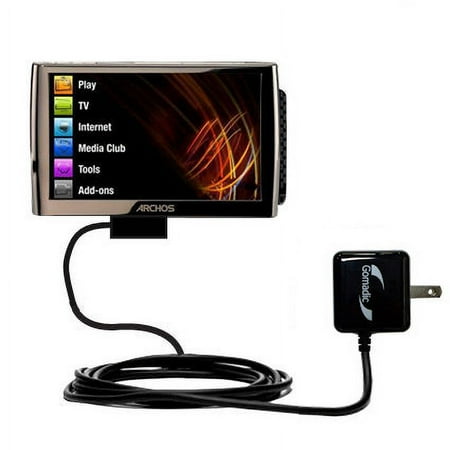 Gomadic Intelligent Compact AC Home Wall Charger suitable for the Archos 7 - High output power with a convenient, foldable plug design - Uses TipExcha
