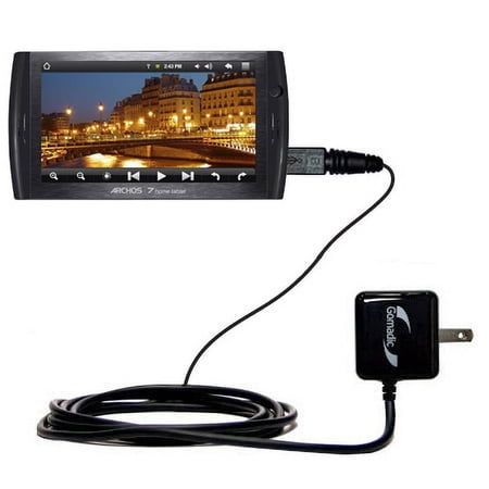Gomadic Intelligent Compact AC Home Wall Charger suitable for the Archos 7 Home Tablet with Android - High output power with a convenient, foldable pl