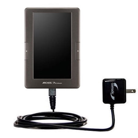 Gomadic Intelligent Compact AC Home Wall Charger suitable for the Archos 70 eReader - High output power with a convenient, foldable plug design - Uses