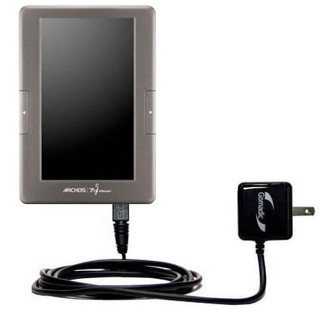 Gomadic Intelligent Compact AC Home Wall Charger suitable for the Archos 70c eReader - High output power with a convenient, foldable plug design - Use