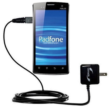 Gomadic Intelligent Compact AC Home Wall Charger suitable for the Asus PadFone - High output power with a convenient, foldable plug design - Uses TipE