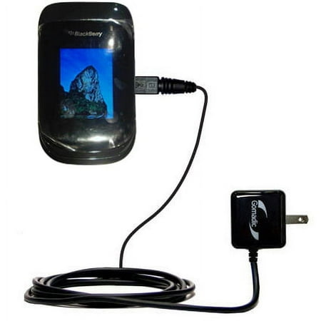 Gomadic Intelligent Compact AC Home Wall Charger suitable for the Blackberry 9670 - High output power with a convenient, foldable plug design - Uses T