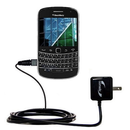 Gomadic Intelligent Compact AC Home Wall Charger suitable for the Blackberry Dakota - High output power with a convenient, foldable plug design - Uses