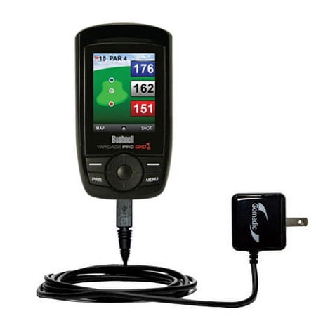 Gomadic Intelligent Compact AC Home Wall Charger suitable for the Bushnell Yardage Pro XGC XG - High output power with a convenient, foldable plug des