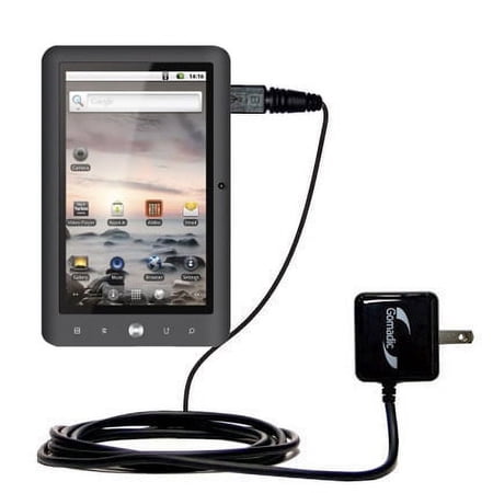 Gomadic Intelligent Compact AC Home Wall Charger suitable for the Coby Kyros MID7015 - High output power with a convenient, foldable plug design - Use