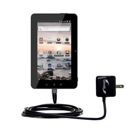 Gomadic Intelligent Compact AC Home Wall Charger suitable for the Coby Kyros MID7127 - High output power with a convenient, foldable plug design - Use