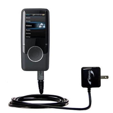 Gomadic Intelligent Compact AC Home Wall Charger suitable for the Coby MP707 Video MP3 Player - High output power with a convenient, foldable plug des