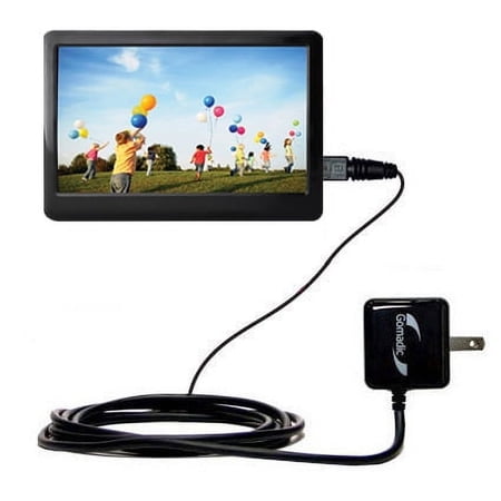 Gomadic Intelligent Compact AC Home Wall Charger suitable for the Coby MP977 - High output power with a convenient, foldable plug design - Uses TipExc
