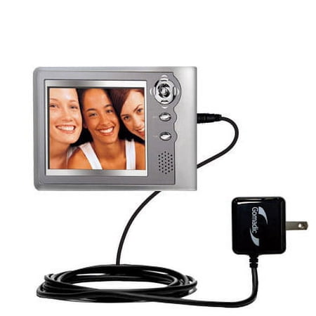 Gomadic Intelligent Compact AC Home Wall Charger suitable for the Coby PMP-3520 3521 - High output power with a convenient, foldable plug design - Use