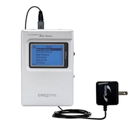 Gomadic Intelligent Compact AC Home Wall Charger suitable for the Creative Jukebox Zen Xtra - High output power with a convenient, foldable plug desig