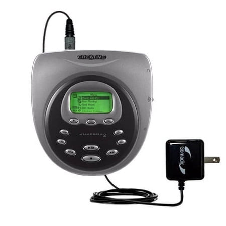 Gomadic Intelligent Compact AC Home Wall Charger suitable for the Creative NOMAD Jukebox 2/3 - High output power with a convenient, foldable plug desi