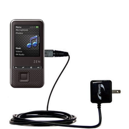 Gomadic Intelligent Compact AC Home Wall Charger suitable for the Creative Zen Style 300 - High output power with a convenient, foldable plug design -