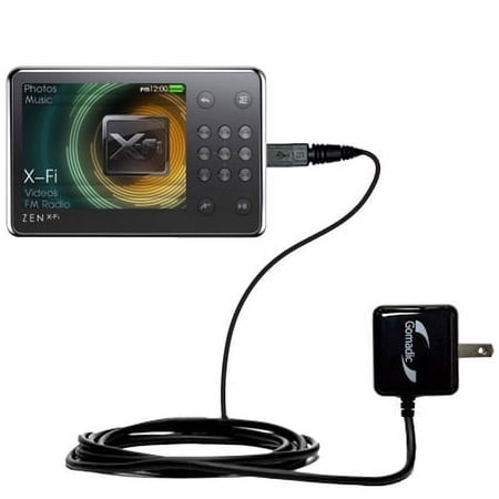 Gomadic Intelligent Compact AC Home Wall Charger suitable for the Creative Zen X-Fi - High output power with a convenient, foldable plug design - Uses