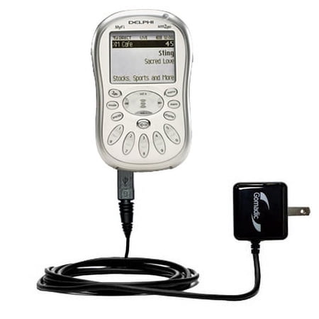 Gomadic Intelligent Compact AC Home Wall Charger suitable for the Delphi MyFi XM2 Go - High output power with a convenient, foldable plug design - Use