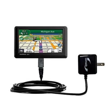 Gomadic Intelligent Compact AC Home Wall Charger suitable for the Garmin Nuvi 1490T - High output power with a convenient, foldable plug design - Uses