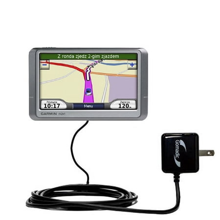 Gomadic Intelligent Compact AC Home Wall Charger suitable for the Garmin Nuvi 850 - High output power with a convenient, foldable plug design - Uses T