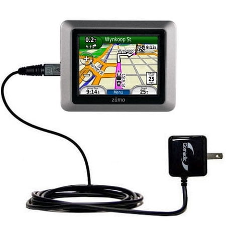 Gomadic Intelligent Compact AC Home Wall Charger suitable for the Garmin Zumo 220 - High output power with a convenient, foldable plug design - Uses T