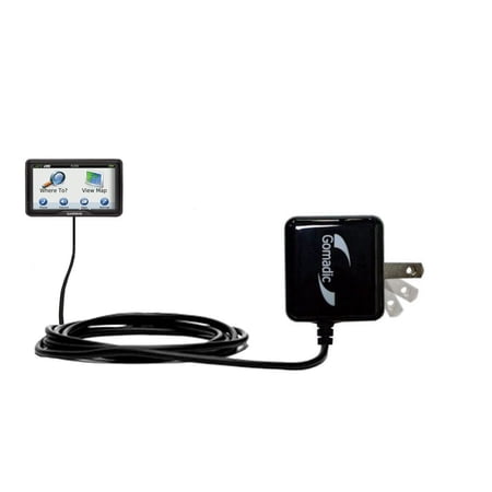 Gomadic Intelligent Compact AC Home Wall Charger suitable for the Garmin dezl 760 LMT - High output power with a convenient, foldable plug design - Us