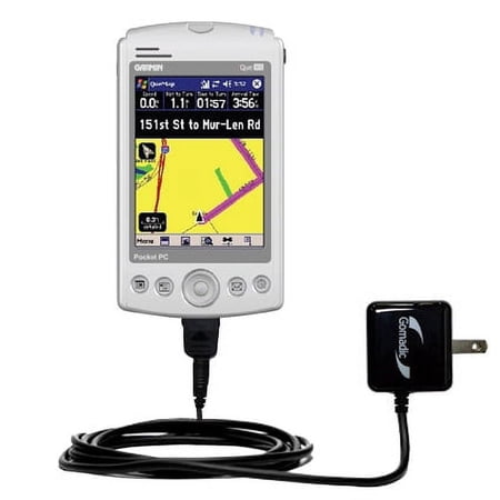 Gomadic Intelligent Compact AC Home Wall Charger suitable for the Garmin iQue M4 - High output power with a convenient, foldable plug design - Uses Ti