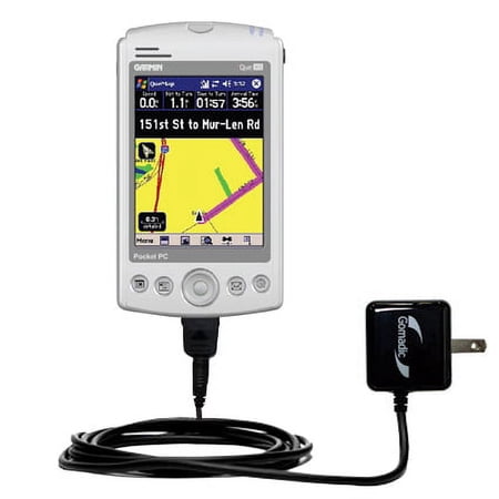 Gomadic Intelligent Compact AC Home Wall Charger suitable for the Garmin iQue M5 - High output power with a convenient, foldable plug design - Uses Ti